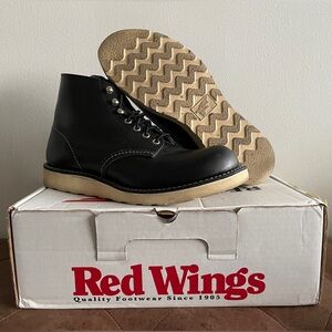 Red Wing Classic Round Toe Boots 6” Black Chrome Size 8.5